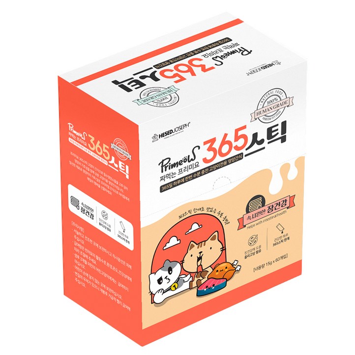프리미요 고양이 짜먹는 365스틱 영양제, 60회분, 장건강유산균, 1개, 900g