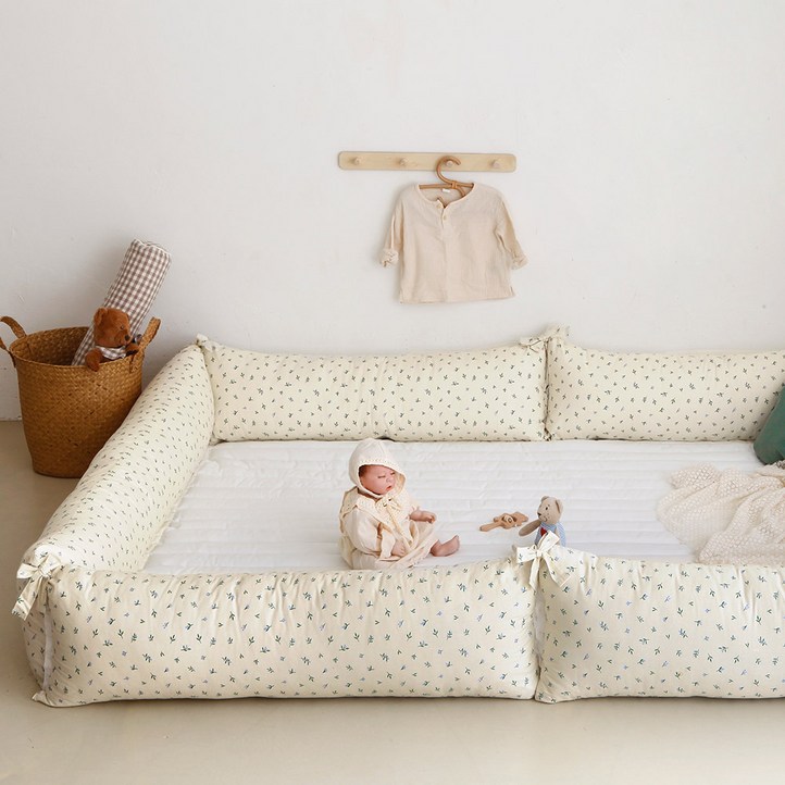 쁘리엘르 순면 유아 범퍼 쿠션 4P 세트솜포함