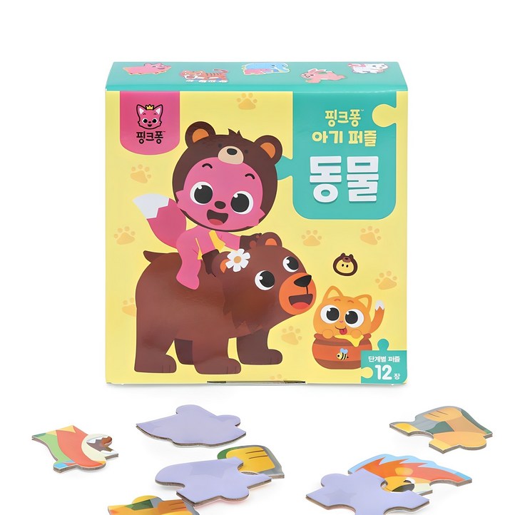 핑크퐁 아기 판퍼즐 동물 12종, 1세트 핑크퐁 아기 판퍼즐 동물 12종, 1세트