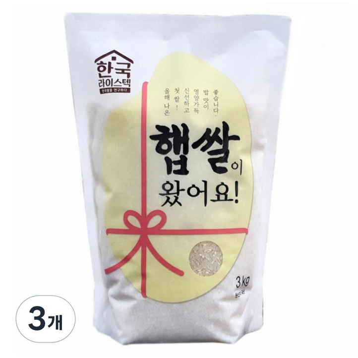 한국라이스텍 햅쌀이 왔어요 해담미, 등 외, 3kg, 3개 한국라이스텍 햅쌀이 왔어요 해담미, 등 외, 3kg, 3개