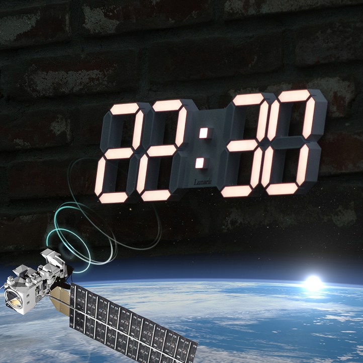 루나리스 위성 GPS 인테리어 LED 벽시계 38cm