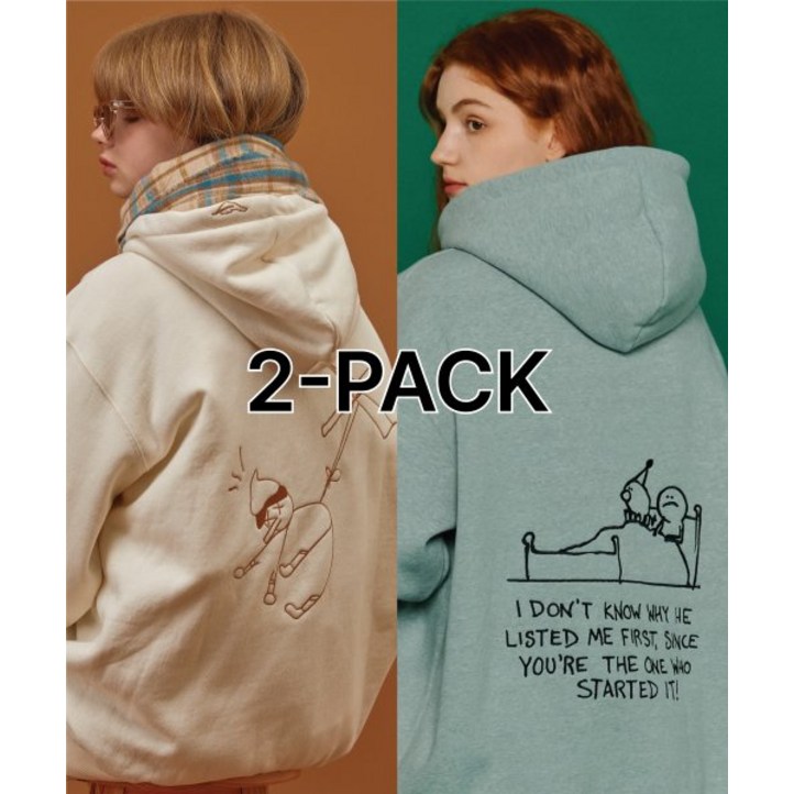 꼼파뇨 2PACK 시그니처 자수 기모 후드