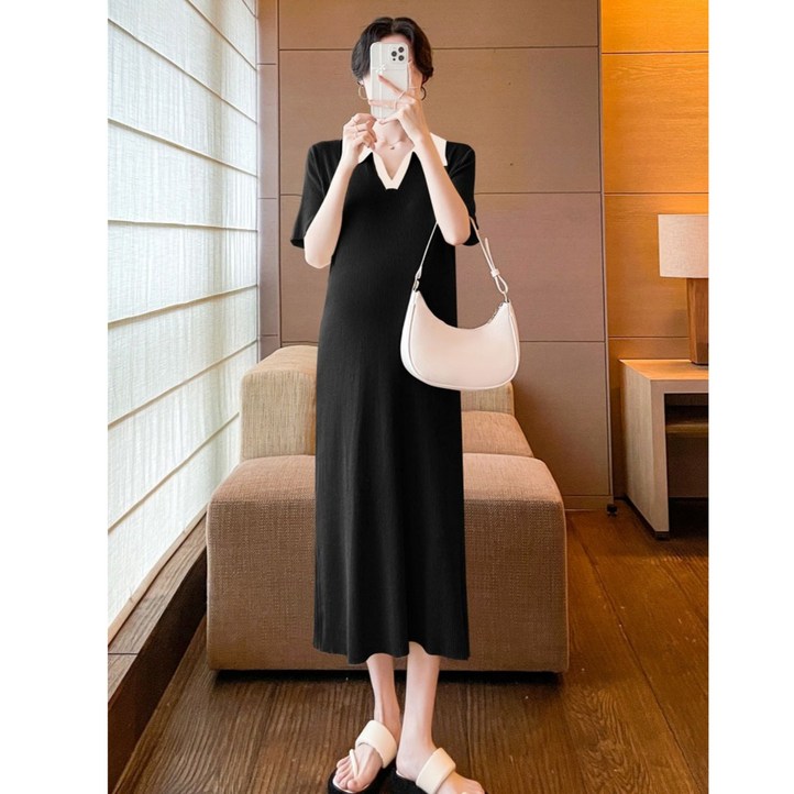 니트 단아 롱 원피스 임부복 평상복 두가지사이즈