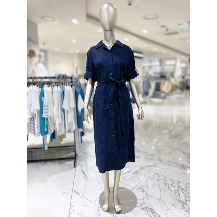 안지크 소매 롤업 셔츠 원피스 AG2OP1150