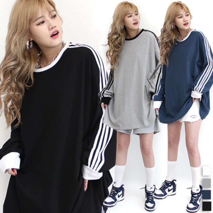 통통마녀  사선 박스 긴팔 55  120  6XL  남여공용  오버사이즈  4컬러