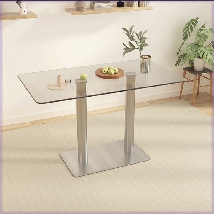 강화유리 식탁 4인 다이닝  투명 테이블 의자미포함