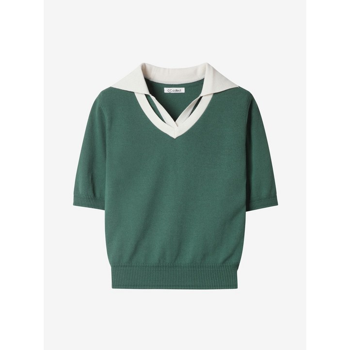 씨씨콜렉트 중계점 레이어드 칼라 포인트 니트 탑 E252KSK138