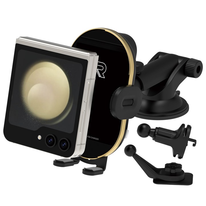 로랜텍 15W 차량용 고속 무선충전 거치대 세트 RTDUAL911