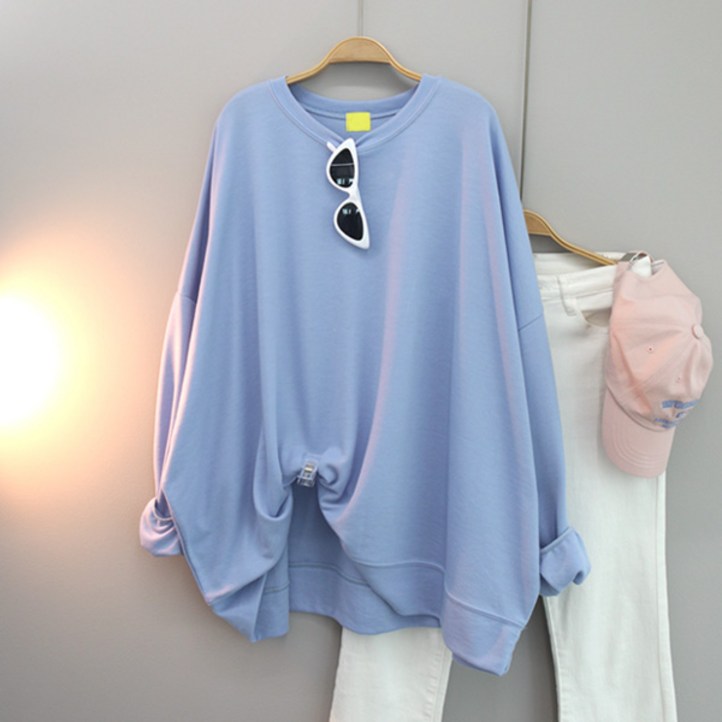 달콩 빅카롱오버핏맨투맨 빅사이즈 무지 데일리룩 박스티