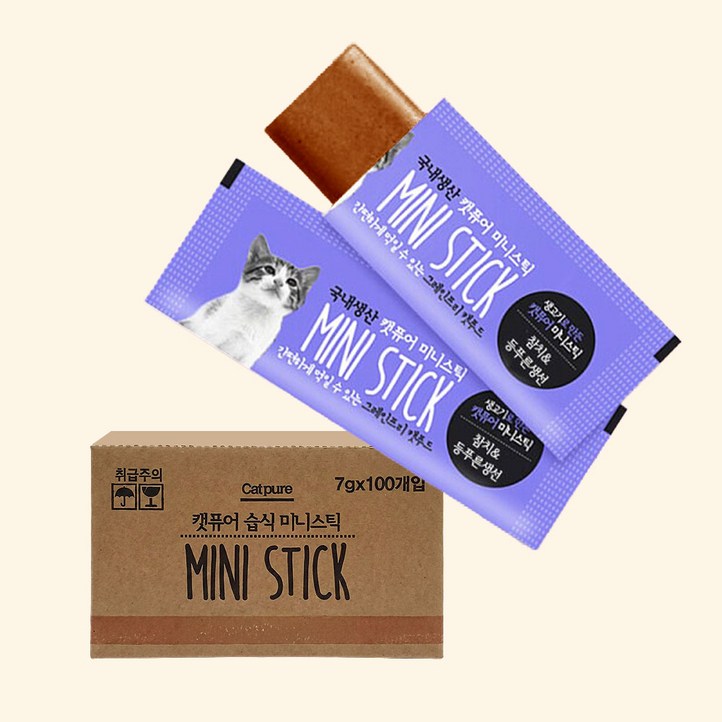 캣퓨어 미니스틱 콤보 4종 세트 대용량 고양이 간식, 300개, 7g, 혼합맛참치등푸른생선