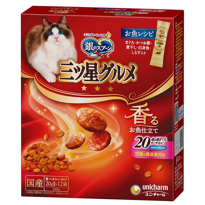 긴노스푼 은의스푼 고양이 스낵 유니참 240g 생선 요리법 20살부터 긴노스푼 은의스푼 고양이 스낵 유니참 240g 생선 요리법 20살부터