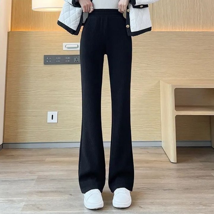 쁘띠꼬모 여성 하이웨이스트 골지 니트 부츠컷 팬츠 사이드포켓 슬림핏 GX572514