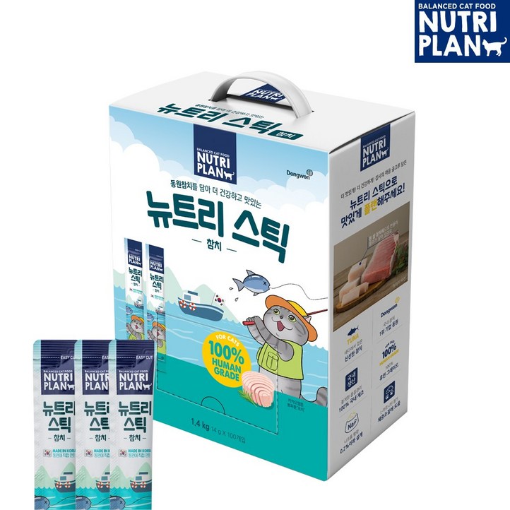 동원 뉴트리플랜 뉴트리스틱 고양이 간식 츄르 대용량, 참치, 140g, 1개