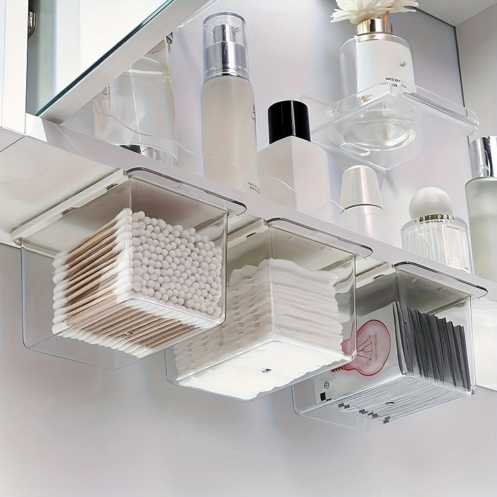 남는 하단 공간 활용 투명 슬라이드형 화장품 수납 정리함 4P 세트