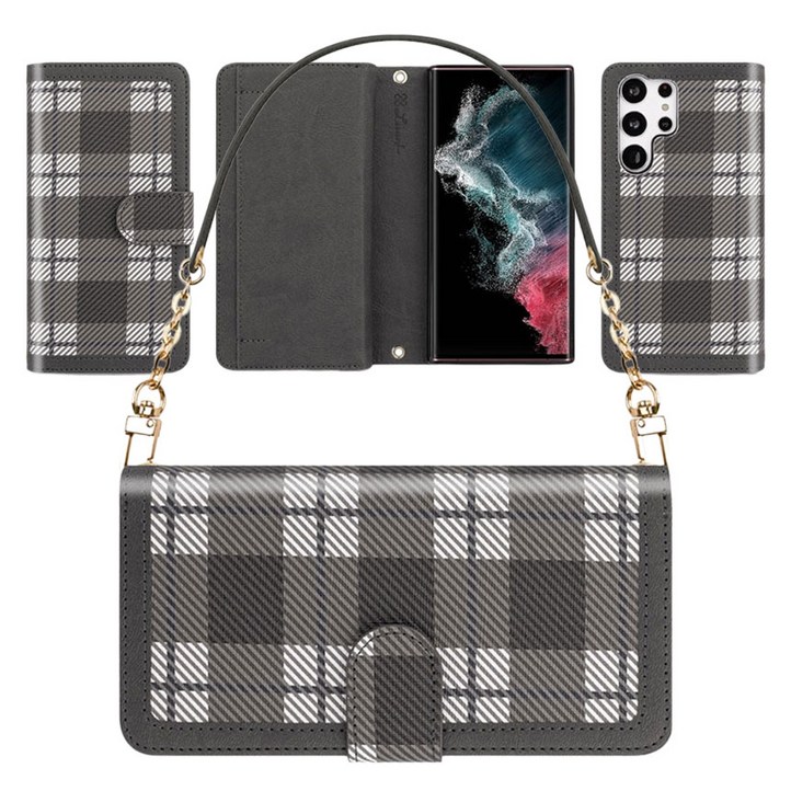 아이수트 지퍼 지갑케이스 카드 수납 가죽 더블 월렛 체크 파스텔 다이어리 휴대폰 케이스 갤럭시 S23 S22 S21 점프2 버디2 퀀텀23 와이드6 X커버 A23 A33 전기종