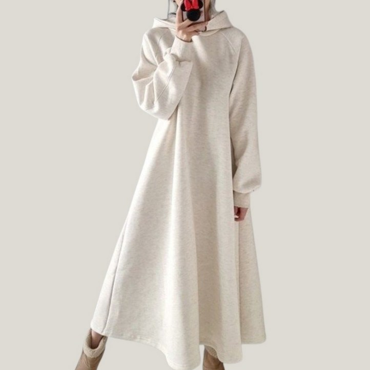 에이나인 벨라 데일리 플레어 후드 롱원피스 루즈핏