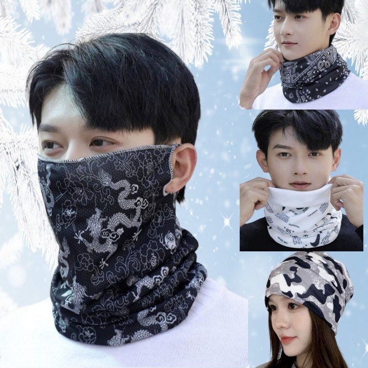 베티스트 스포츠 겨울 방한 버프 마스크 넥워머 오토바이 자전거 골프 등산 스키 방한마스크 얼굴 목 마스크 남여공용, 블랙드레곤