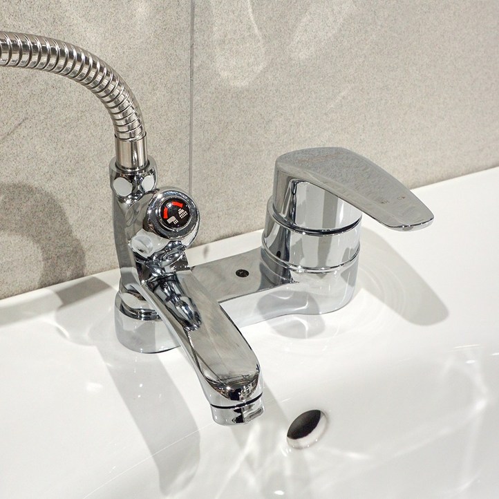 국산 2홀 샤워겸용 수도꼭지 샤워수전 욕실 화장실 4인치 세면대수도꼭지 세면대수전, 1개