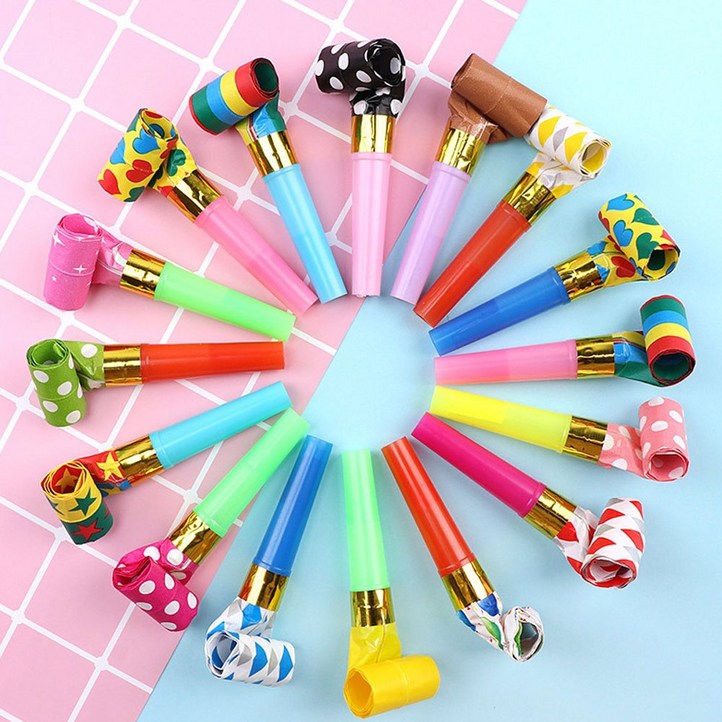 코끼리 피리 나팔 생일 파티 블로우아웃, 30개, 랜덤