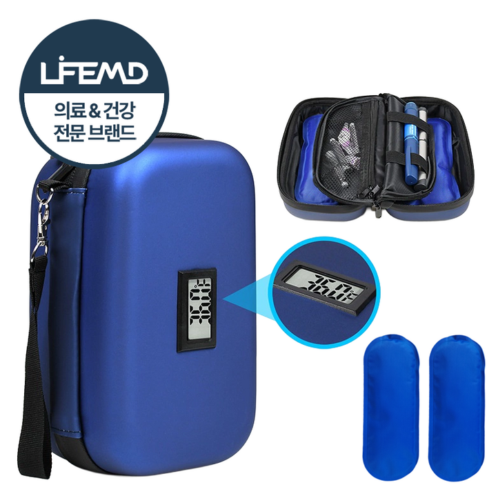 라이프엠디 휴대용 온도 표시 보냉 파우치 약품 아이스 가방 미니 냉장약 보관 쿨러백 주사약 케이스 약보관 보냉백