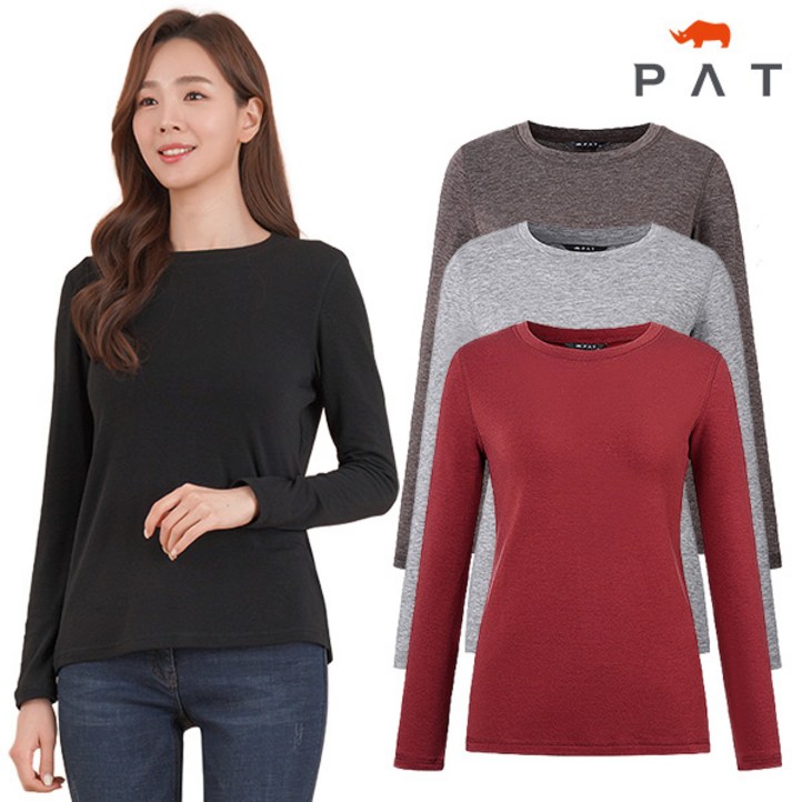 PAT 여성 솔리드 라운드넥 티셔츠1H85307