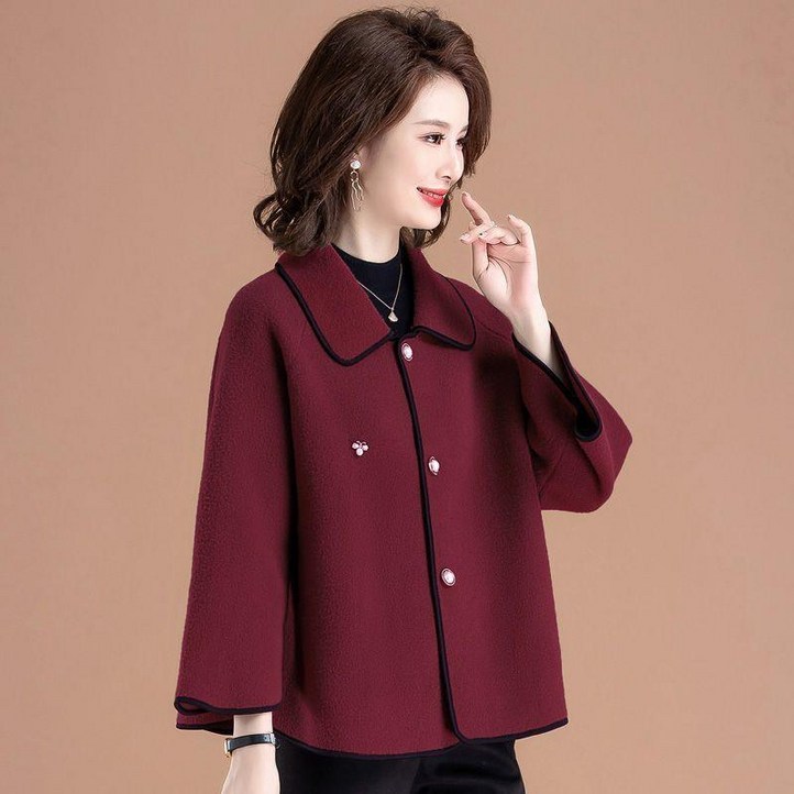 삼제태전 가을 겨울 중년 여성 울 외투 캐주얼 간절기 모직자켓