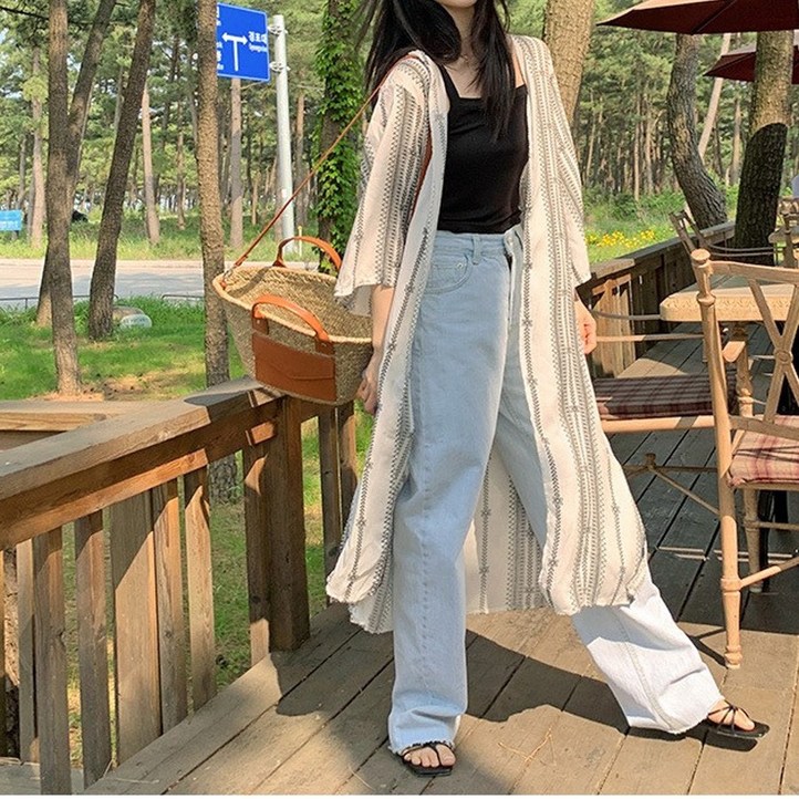 당일배송재입고 여름 비치 로브 가디건 맥시 롱로브 휴양지코디
