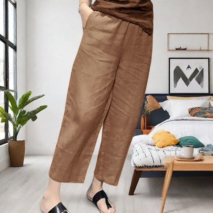 딜마켓 비스키팬츠 여성 심플 여름용 데일리 시원한 팬츠 바지