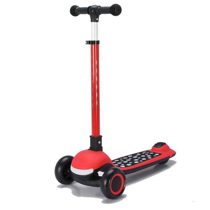 312세 어린이 스쿠터 킥보드  4단 높이조절  멜로디 음악  6가지 LED라이트  접이식 마이크로킥보드 스타일  유아 초등학생 선물용 아동킥보드, 빨간색, 1개