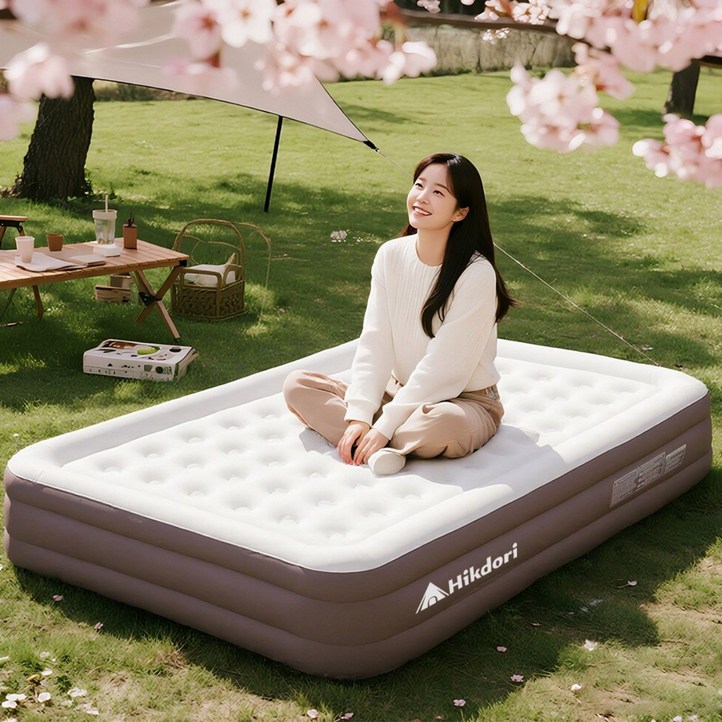 내장형 자동 펌프 에어 베드 야외 야영 에어 매트, 카멜