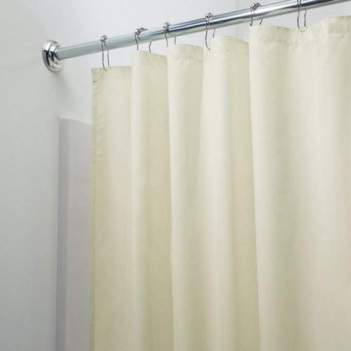 호텔식 라인 고급 솔리드 섬유 욕실 샤워 커튼 베이지 150 x 180 cm + 커튼링 세트, 1세트