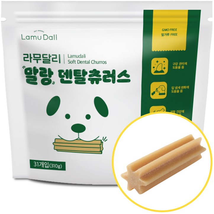 라무달리 강아지 말랑 덴탈츄러스 31p, 연어 + 생선살 혼합맛, 1개 - 쇼핑뉴스