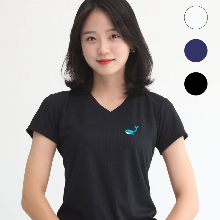 멋지군 쿨론 기능성 브이넥 고래 캐릭터자수 반팔 쿨 티셔츠 멋지군 쿨론 기능성 브이넥 고래 캐릭터자수 반팔 쿨 티셔츠