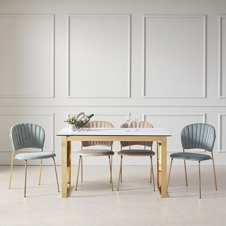 2개set 엘린까사 마리아 골드 벨벳 의자 식탁 카페 테이블 인테리어 디자인 1인 예쁜 의자 라운지체어 3color, 블루+샌드그레이 5809035889