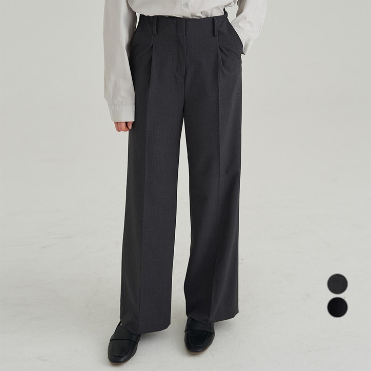 ELLE PARIS 에센셜 핀턱 와이드 슬랙스
