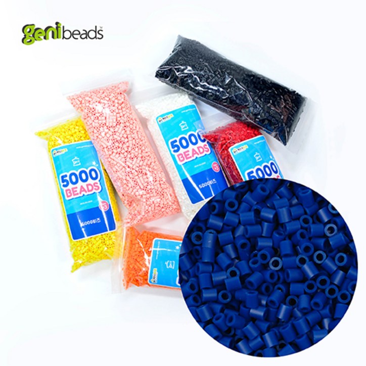 사은품증정칼라모양판5종세트증정지니비즈GENIBEADS 리필용 싱글비즈지니비즈 5000비즈, 다크블루, 1개
