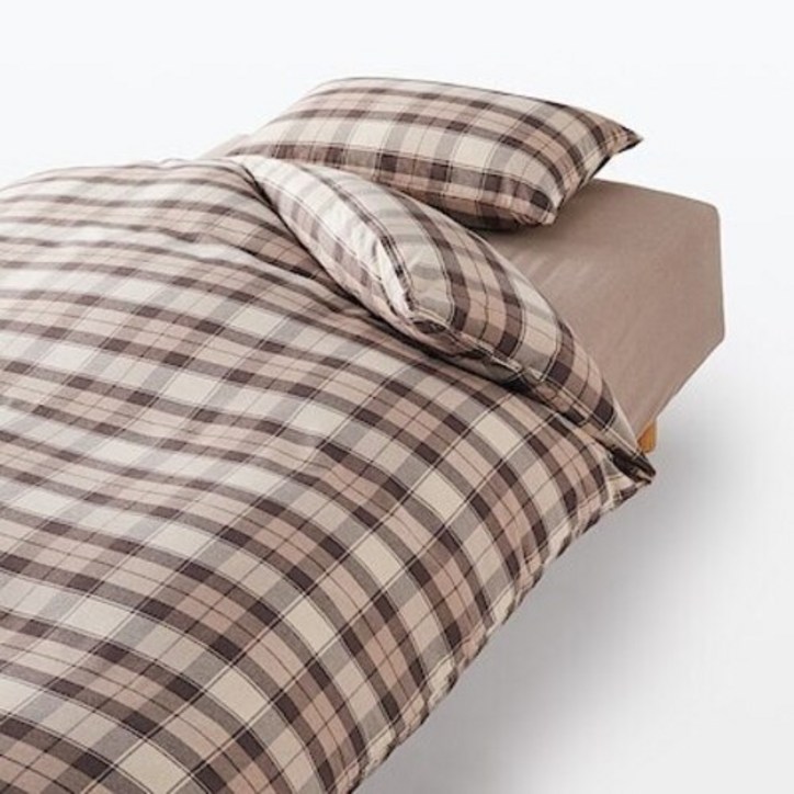 MUJI 무인양품 이불 커버 Q 라이트 브라운 체크 플란넬 MUJI 무인양품 이불 커버 Q 라이트 브라운 체크 플란넬