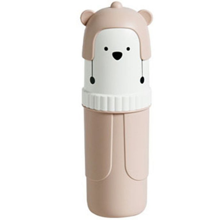 디에스 휴대용 곰돌이 칫솔 치약통 핑크