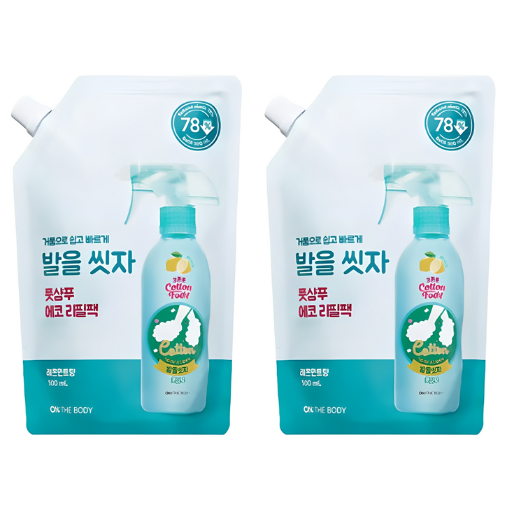 온더바디 코튼풋 발을 씻자 풋샴푸 레몬민트향 에코 리필팩