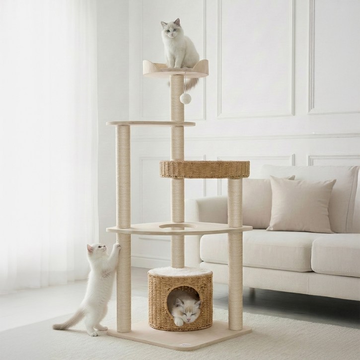 레토 고양이 프리미엄 4단 프라이빗 타워 LCGCT02, 혼합색상, 1개