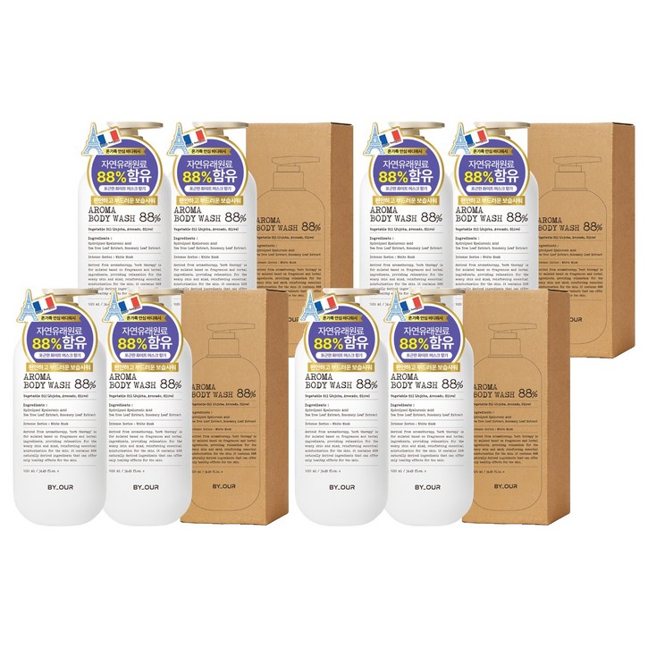 바이아우어 약산성 퍼퓸 아로마 바디워시 화이트머스크, 1.02L, 8개