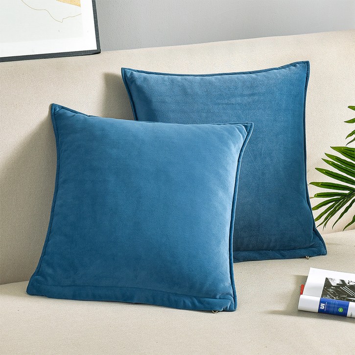 소하임 벨벳 소파쿠션 솜  커버 2p 세트, 네이비