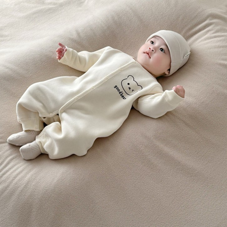조이멀티 신생아용 모찌 긴팔 기모 우주복