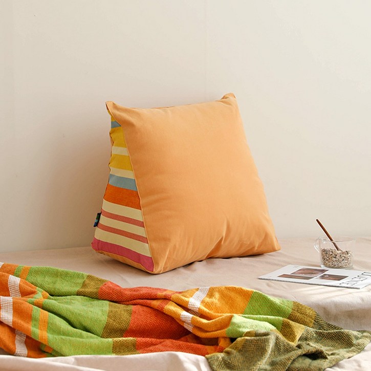 오리고 셔벗 삼각 등쿠션 소형 솜포함, 옐로우