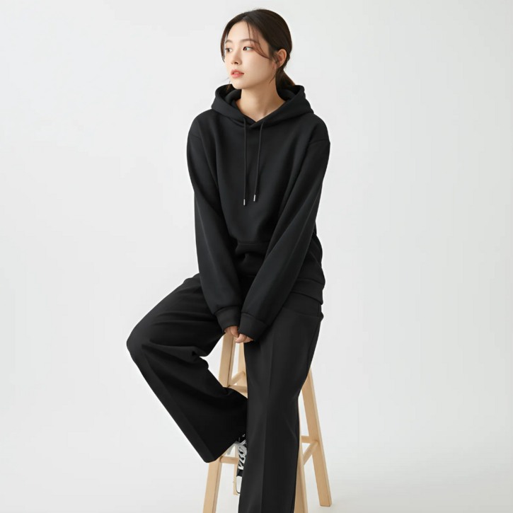 구디프 여성용 컴포트 데일리 루즈핏 후드 티셔츠