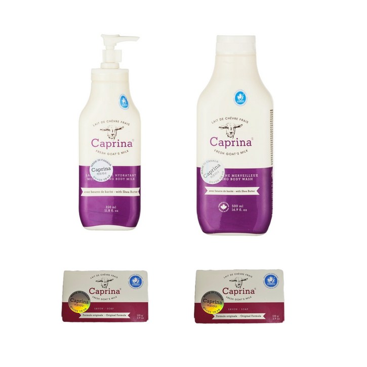 카프리나 산양유 고트밀크 바디워시 500ml + 바디로션 350ml + 비누 2개