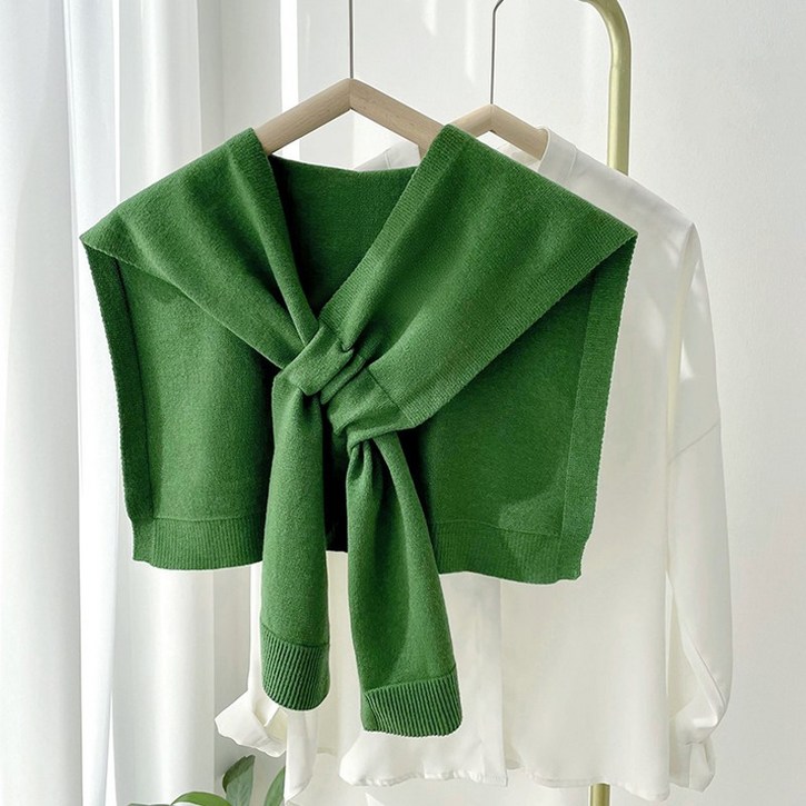 허블리 여성 어깨 숄 가디건 니트 머플러 레이어드