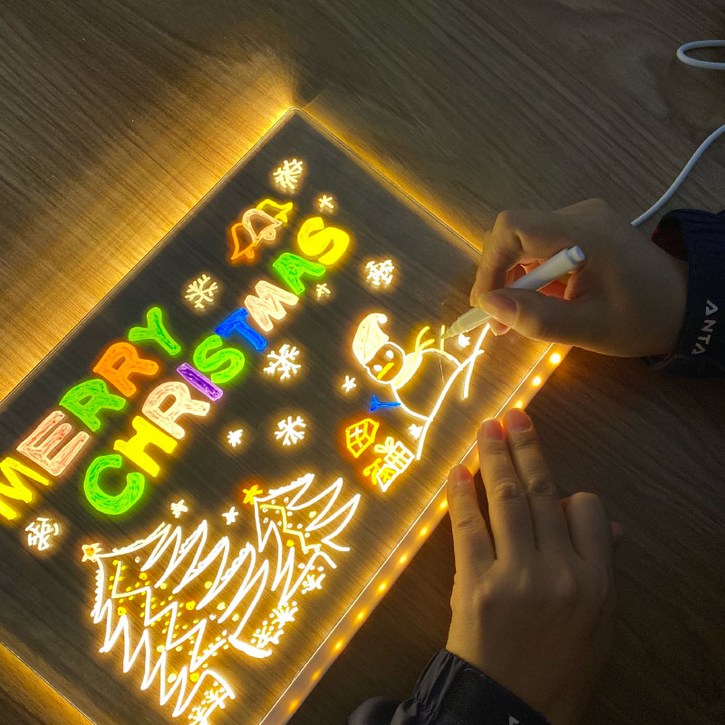 나만의 LED 무드등 만들기 DIY 빅사이즈 아크릴판 카페 보드판 그림 LED아크릴판  7가지펜 풀세트 선물