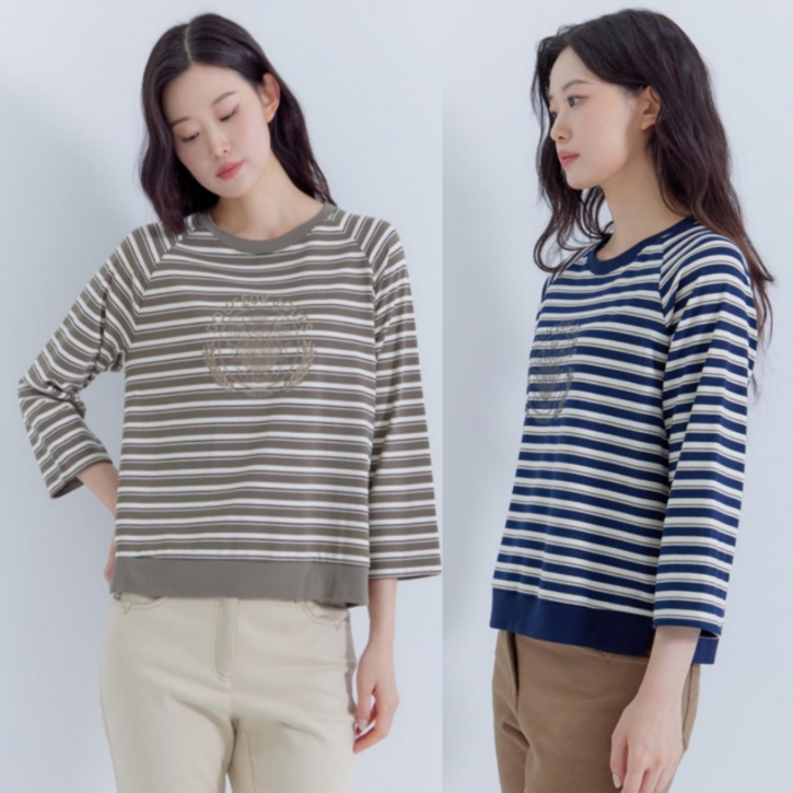 [지센창원]여성 티셔츠 소매 턴업 7부 2색 LCTSP826