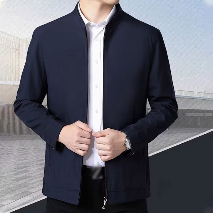 중년 남자 점퍼 봄가을 캐주얼 터틀넥 집업 자켓 빅사이즈 보온 고급 상의 기질 상의 춘추 루즈핏 데일리 아빠룩 코트 아우터 간절기 루즈핏 트랜치코트